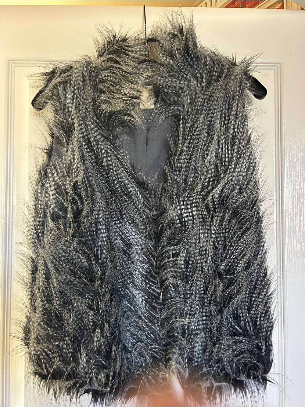 Michael Kors Faux Fur Knit Vest - Black/Grey Women’s Sweater Vest